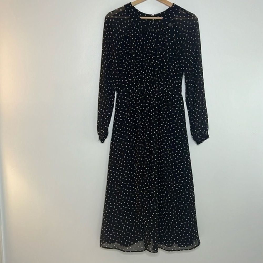 Boden Erica black with tan polka dot dress women’s size 6